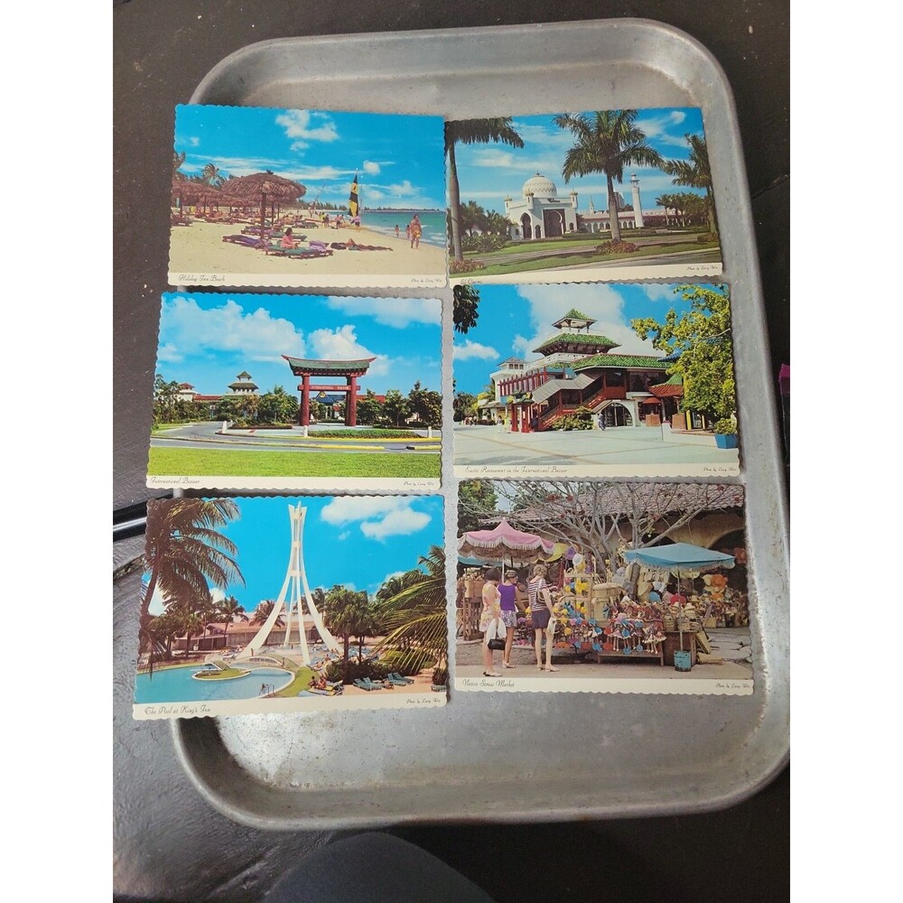 Lot Of 6 Vtg Postcards 1970s Grand Bahama Retro, 1977, King's Inn, Market Travel